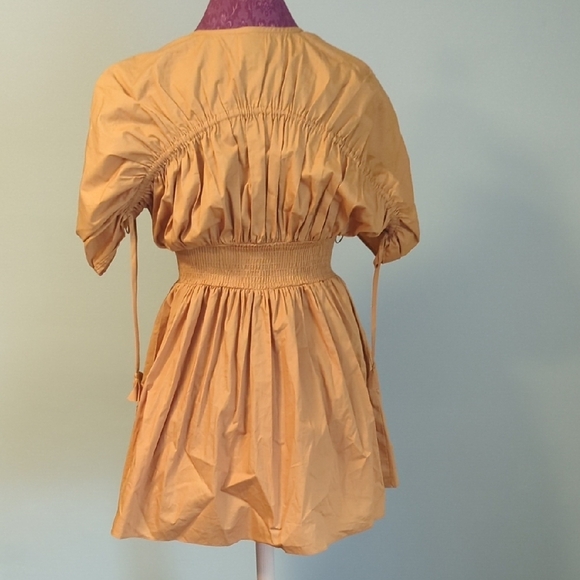 Misa Los Angeles Golden Ruched Short Sleeve Mini Dress, US XS - Picture 3 of 6